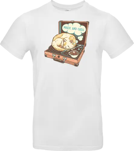 Music and Chill Cat - Music, cat, cats, relax, chill, cute, coffee, classic, retro - Standard T-Shirt