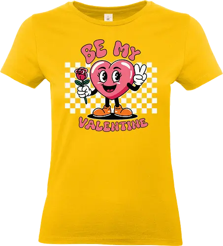 Be My Valentine - heart, cartoon, valentine, rose, love, checkered, peace sign, maroon, playful, bold - Standard T-Shirt (Frauen)