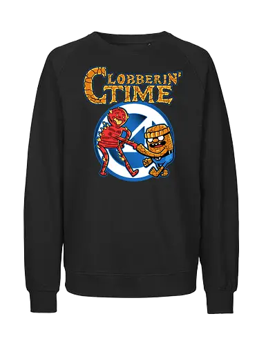 Clobberin Friends - clobberin, time, fantastic, comic, hero, superhero, adventure, parody, demonigote - Fairtrade Sweatshirt