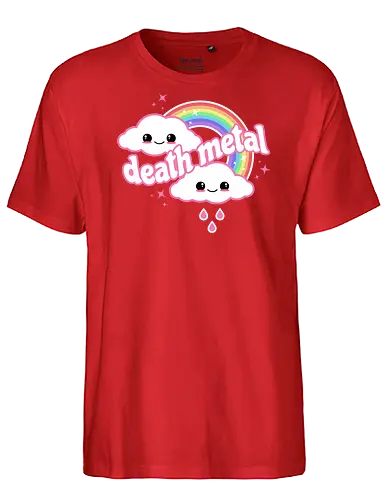 Death Metal Rainbow - death metal, rainbow, clouds, kawaii, death metal rainbow, cute, rain, funny - Fairtrade T-Shirt