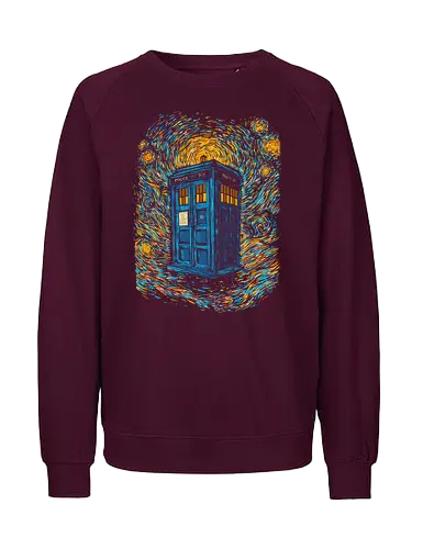 Starry blue box-remix - Doctor, Van Gogh, painting, whovian, tardis, scifi, tv show, who, pop culture, cult tv - Fairtrade Sweatshirt
