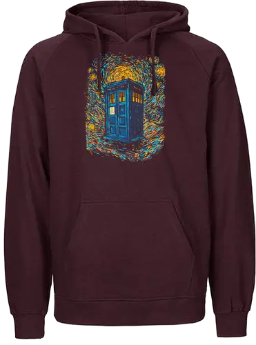 Starry blue box-remix - Doctor, Van Gogh, painting, whovian, tardis, scifi, tv show, who, pop culture, cult tv - Fairtrade Hoodie