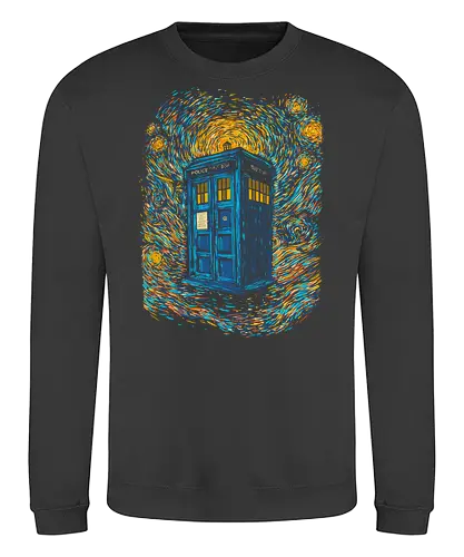 Starry blue box-remix - Doctor, Van Gogh, painting, whovian, tardis, scifi, tv show, who, pop culture, cult tv - Sweatshirt