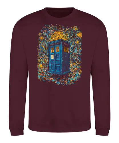 Starry blue box-remix - Doctor, Van Gogh, painting, whovian, tardis, scifi, tv show, who, pop culture, cult tv - Sweatshirt