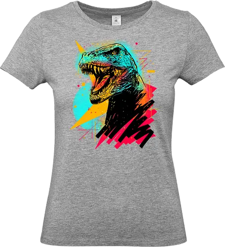 Synthosaurus Rex - T-Rex, synthwave, retro, vintage, dinosaur - Standard T-Shirt (Frauen)