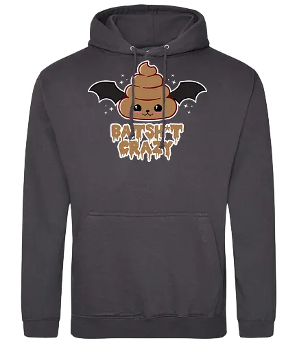 Batshit Crazy - batshit crazy, bat, poop, funny, kawaii, quote, wings, kawaii poop, funny bat, crazy, adorable - Standard Hoodie