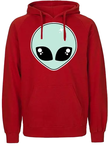 Alien - alien, kawaii, cute, alien head, adorable, pastel goth, pastel green, green, pastel goth alien, spooky cute - Fairtrade Hoodie