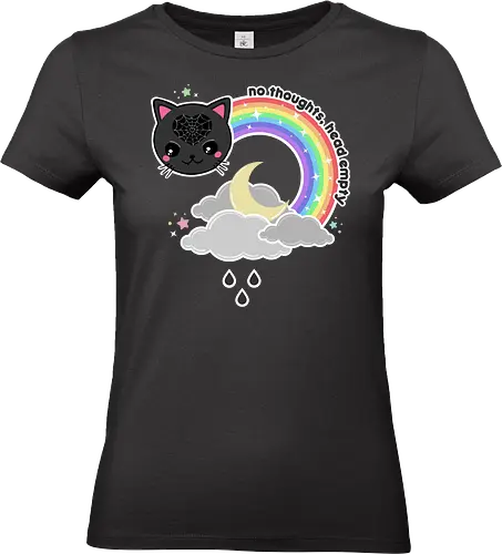 No Thoughts Head Empty  - no thoughts, head empty, kawaii, cat, pastel goth, creepy cute, rainbow, spiderweb, spooky cute, spooky, creepy cute, creepy - Standard T-Shirt (Frauen)