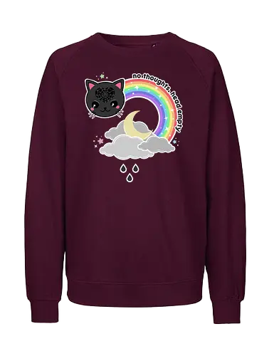 No Thoughts Head Empty  - no thoughts, head empty, kawaii, cat, pastel goth, creepy cute, rainbow, spiderweb, spooky cute, spooky, creepy cute, creepy - Fairtrade Sweatshirt