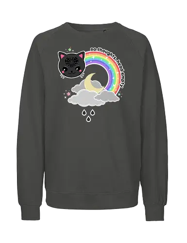 No Thoughts Head Empty  - no thoughts, head empty, kawaii, cat, pastel goth, creepy cute, rainbow, spiderweb, spooky cute, spooky, creepy cute, creepy - Fairtrade Sweatshirt
