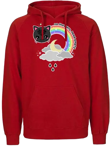 No Thoughts Head Empty  - no thoughts, head empty, kawaii, cat, pastel goth, creepy cute, rainbow, spiderweb, spooky cute, spooky, creepy cute, creepy - Fairtrade Hoodie