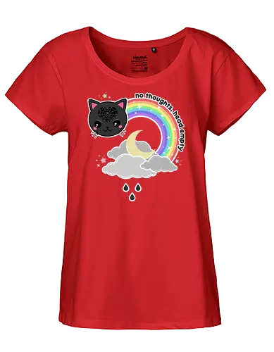 No Thoughts Head Empty  - no thoughts, head empty, kawaii, cat, pastel goth, creepy cute, rainbow, spiderweb, spooky cute, spooky, creepy cute, creepy - Fairtrade Girl Shirt