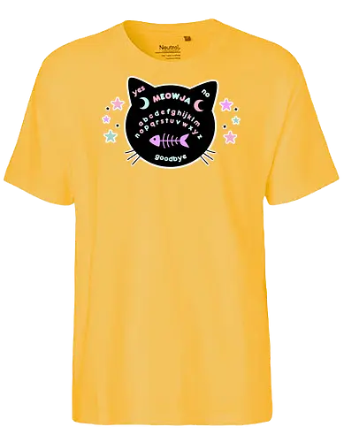 Meowja - meowja, ouija, ouija board, creepy cute, pastel goth, spooky cute, kawaii goth, pastel ouija board, cat - Fairtrade T-Shirt