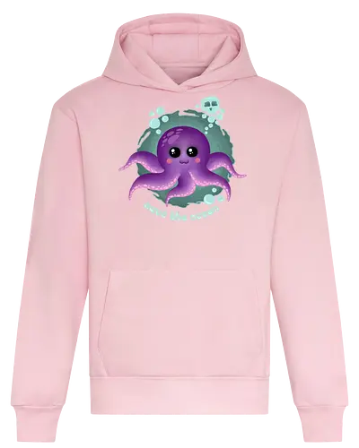 Save The Ocean  - Save The Ocean, octopus, kawaii, kawaii octopus, purple octopus, skull, cute, creepy cute, kawaii goth, pastel goth, ocean life, summer - Heavyweight Hoodie