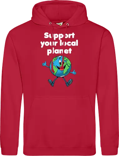 Support your local planet (dunkel) - Geschenk, Lustig, Nerven, Verrückt, witzig, provokant, Schule, Lehrer, Erzieher, Erzieherin, Arbeitskollege, Kollegin, Kollege, Geburtstag, SupportYourLocalPlanet, SaveTheEarth, EarthLover, GoGreen, PlanetProtection, Nachhaltigkeit, Umweltbewusstsein, GreenPlanet, LoveYourPlanet, EcoFriendlyLiving - Standard Hoodie