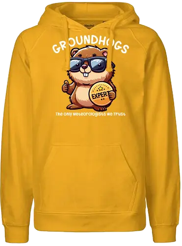 Expert GROUNDHOGS. The only meteorologists we trust. - groundhog, sunglasses, expert, meteorologist, cartoon, badge, humorous, trust, witty, animal - Fairtrade Hoodie