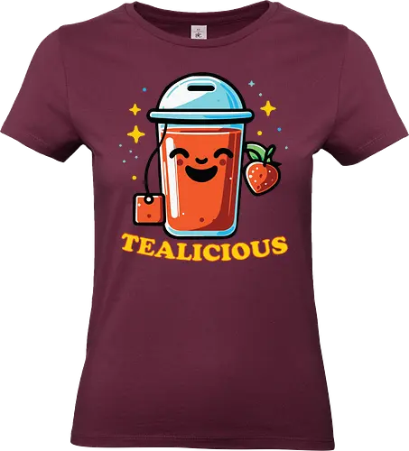 TEALICIOUS - tea, smiling, cup, strawberry, stars, cheerful, drink, fun, beverage, playful - Standard T-Shirt (Frauen)