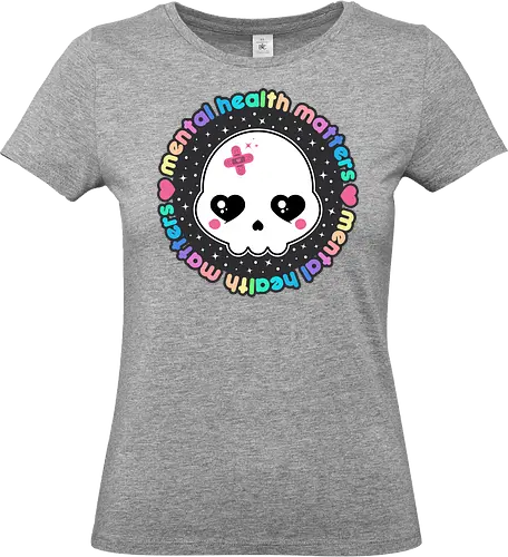 Mental Health Matters Skull - mental health matters, mental health, skull, creepy cute, pastel goth, kawaii goth, kawaii skull, cute skull, pastel goth skull, skull, quote, saying - Standard T-Shirt (Frauen)