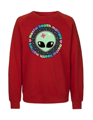 Mental Health Matters Alien  - mental health matters, mental health, alien, kawaii alien, pastel goth, kawaii goth, pastel grunge, quote, saying, health, cute alien, spooky cute, pastel green - Fairtrade Sweatshirt