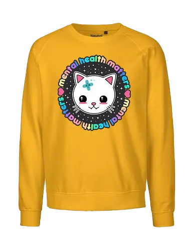 Mental Health Matters Cat - mental health matters, mental health, kawaii cat, health, cat, kawaii, pastel goth, kawaii goth, colorful, quote, saying, cute cat, pastel goth cat - Fairtrade Sweatshirt