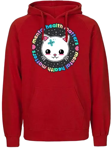 Mental Health Matters Cat - mental health matters, mental health, kawaii cat, health, cat, kawaii, pastel goth, kawaii goth, colorful, quote, saying, cute cat, pastel goth cat - Fairtrade Hoodie