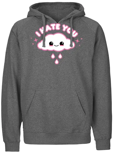 Hate Cloud  - hate cloud, i hate you, pastel goth, kawaii goth, cute cloud, cloud, cute, kawaii, pink cloud, funny cloud, quote, saying, funny - Fairtrade Hoodie