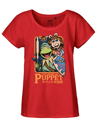 Legend of the Puppet - Puppets, Puppet, Tv Show, Video Games, Video Game, Game, Classic, Retro, Retro Vintage, Vintage, frog, pig, Bear, princess, warrior, fairy. - Fairtrade Girl Shirt