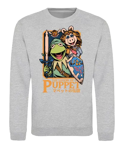 Legend of the Puppet - Puppets, Puppet, Tv Show, Video Games, Video Game, Game, Classic, Retro, Retro Vintage, Vintage, frog, pig, Bear, princess, warrior, fairy. - Sweatshirt