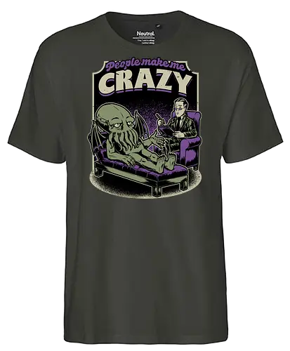 Lovecraft Cthulhu Therapy - Lovecraft, Cthulhu, Therapy, cosmic horror, horror, H.P. Lovecraft, books, Great Old Ones, shrink, psychologists, psychiatrists, ancient gods, funny, fun, bookworm, Cthulhu, people, crazy - Fairtrade T-Shirt