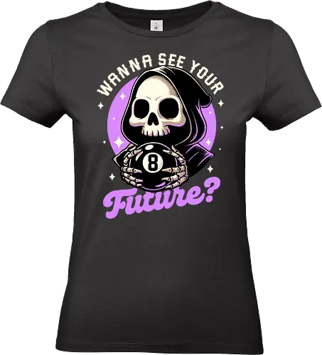 Skull Luck Ball - magic, 8 ball, billiard, magic, magical, skull, skeleton, sarcasm, irony, death, reaper, Grim Reaper, soul, soul reaper, video game, toy, retro, vintage, kids' toys, fortune-telling, advice - Standard T-Shirt (Frauen)