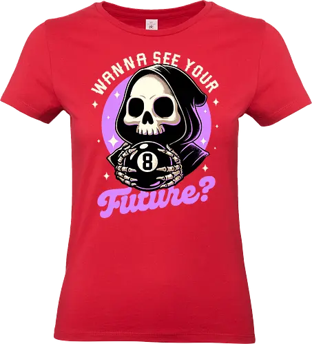 Skull Luck Ball - magic, 8 ball, billiard, magic, magical, skull, skeleton, sarcasm, irony, death, reaper, Grim Reaper, soul, soul reaper, video game, toy, retro, vintage, kids' toys, fortune-telling, advice - Standard T-Shirt (Frauen)