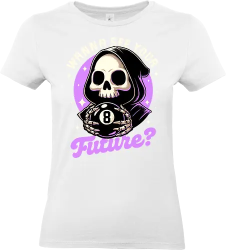 Skull Luck Ball - magic, 8 ball, billiard, magic, magical, skull, skeleton, sarcasm, irony, death, reaper, Grim Reaper, soul, soul reaper, video game, toy, retro, vintage, kids' toys, fortune-telling, advice - Standard T-Shirt (Frauen)