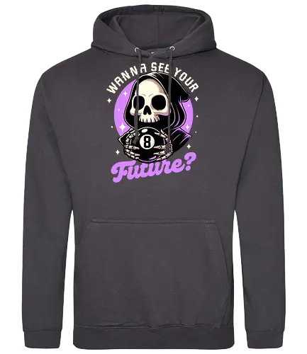 Skull Luck Ball - magic, 8 ball, billiard, magic, magical, skull, skeleton, sarcasm, irony, death, reaper, Grim Reaper, soul, soul reaper, video game, toy, retro, vintage, kids' toys, fortune-telling, advice - Standard Hoodie