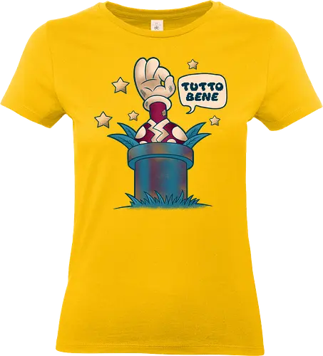Tutto Bene - Retro Gamer Parody - gaming, 80s, carnivorous plant, funny, gamer, geek, hero, italian, its all good, meme, nostalgia, parody, retro, sarcasm, vintage - Standard T-Shirt (Frauen)