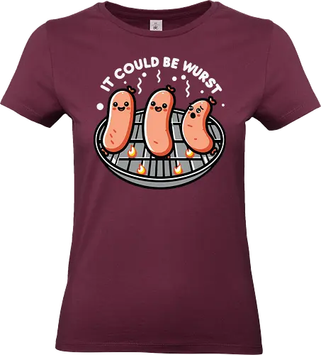 It could be wurst - sausages, grill, humor, flames, cartoon, smiling, phrase, culinary, playful - Standard T-Shirt (Frauen)