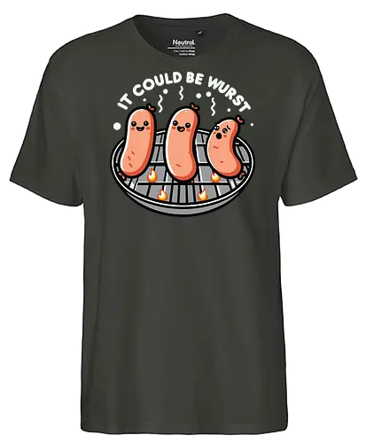 It could be wurst - sausages, grill, humor, flames, cartoon, smiling, phrase, culinary, playful - Fairtrade T-Shirt