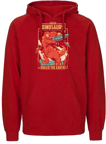 Jurassic Contact - dinosaur, t rex, ufo, aliens, dinos, nostalgia, prehistoric, sci fi, science fiction, tyrannosaurus, vintage, funny, extraterrestrial, monster, angry - Fairtrade Hoodie