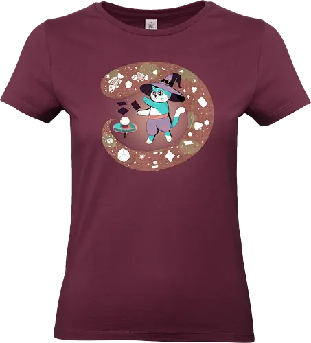 The Fortune Teller Cat - cat, magic, witchy, crystal ball, fortune teller, mystical, witch cat, tarot, spooky, occult, feline magic, cartoon cat, cute witch, esoteric, kawaii cat - Standard T-Shirt (Frauen)