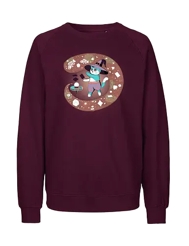The Fortune Teller Cat - cat, magic, witchy, crystal ball, fortune teller, mystical, witch cat, tarot, spooky, occult, feline magic, cartoon cat, cute witch, esoteric, kawaii cat - Fairtrade Sweatshirt