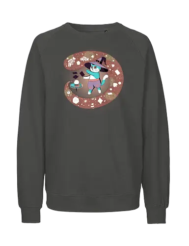 The Fortune Teller Cat - cat, magic, witchy, crystal ball, fortune teller, mystical, witch cat, tarot, spooky, occult, feline magic, cartoon cat, cute witch, esoteric, kawaii cat - Fairtrade Sweatshirt
