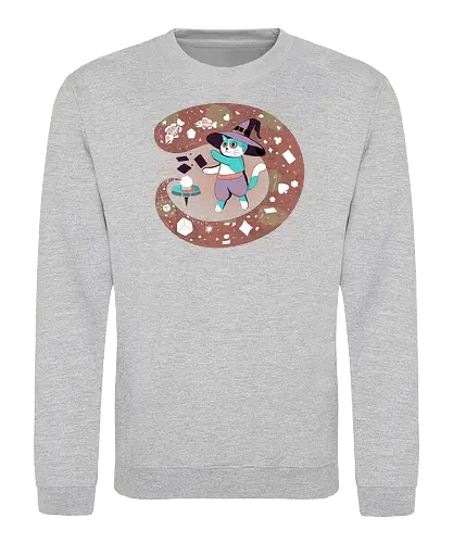 The Fortune Teller Cat - cat, magic, witchy, crystal ball, fortune teller, mystical, witch cat, tarot, spooky, occult, feline magic, cartoon cat, cute witch, esoteric, kawaii cat - Sweatshirt