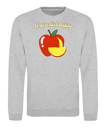 Unpredictability (Unvorhersehbarkeit) - Kunst, Boho, minimalistisch, Frucht, Apfel, Zitrone, Surrealismus, kreativ, unvorhersehbar, einzigartig, inspirational, boho, cute, decor, Design, Ästhetik, Humor, Illustration, modern, verspielt, Überraschung, Trend, Inspiration, symbolisch, motivation, motivational, inspiration - Sweatshirt