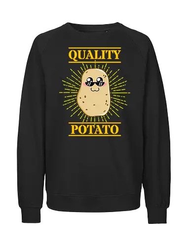 Kawaii Quality Potato (Kawaii Qualitätskartoffel) - Kartoffel, kawaii, süß, lustig, Gemüse, Essen, Sonnenbrille, cool, Premium, Qualität, Cartoon, niedlich, Humor, Foodie, vegetarisch, vegan, Bauer, Landwirtschaft, Ernte, Charakter, Pommes, snack, chips - Fairtrade Sweatshirt