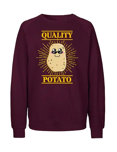Kawaii Quality Potato (Kawaii Qualitätskartoffel) - Kartoffel, kawaii, süß, lustig, Gemüse, Essen, Sonnenbrille, cool, Premium, Qualität, Cartoon, niedlich, Humor, Foodie, vegetarisch, vegan, Bauer, Landwirtschaft, Ernte, Charakter, Pommes, snack, chips - Fairtrade Sweatshirt
