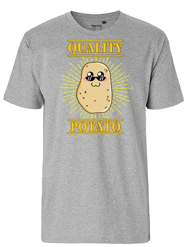 Kawaii Quality Potato (Kawaii Qualitätskartoffel) - Kartoffel, kawaii, süß, lustig, Gemüse, Essen, Sonnenbrille, cool, Premium, Qualität, Cartoon, niedlich, Humor, Foodie, vegetarisch, vegan, Bauer, Landwirtschaft, Ernte, Charakter, Pommes, snack, chips - Fairtrade T-Shirt