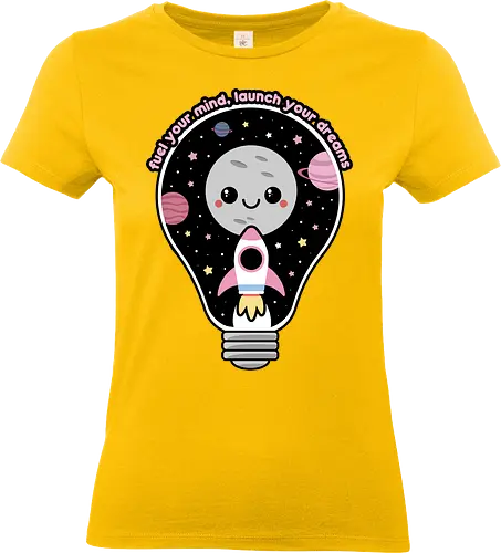 Kawaii Space Lightbulb - kawaii goth, cute, cute lightbulb, quote, saying, moon, stars, planets, space rocket, kawaii, space, lightbulb, kawaii lightbulb, pastel goth, pastel grunge - Standard T-Shirt (Frauen)