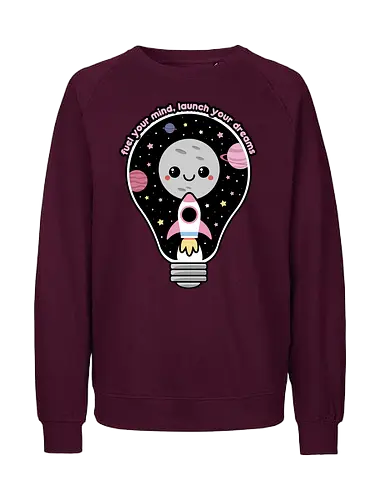 Kawaii Space Lightbulb - kawaii goth, cute, cute lightbulb, quote, saying, moon, stars, planets, space rocket, kawaii, space, lightbulb, kawaii lightbulb, pastel goth, pastel grunge - Fairtrade Sweatshirt