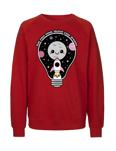 Kawaii Space Lightbulb - kawaii goth, cute, cute lightbulb, quote, saying, moon, stars, planets, space rocket, kawaii, space, lightbulb, kawaii lightbulb, pastel goth, pastel grunge - Fairtrade Sweatshirt
