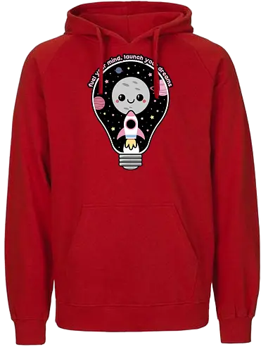 Kawaii Space Lightbulb - kawaii goth, cute, cute lightbulb, quote, saying, moon, stars, planets, space rocket, kawaii, space, lightbulb, kawaii lightbulb, pastel goth, pastel grunge - Fairtrade Hoodie