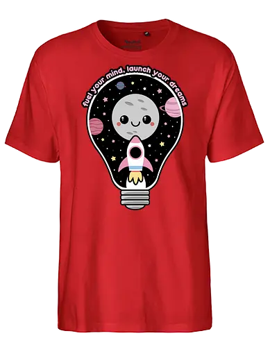 Kawaii Space Lightbulb - kawaii goth, cute, cute lightbulb, quote, saying, moon, stars, planets, space rocket, kawaii, space, lightbulb, kawaii lightbulb, pastel goth, pastel grunge - Fairtrade T-Shirt